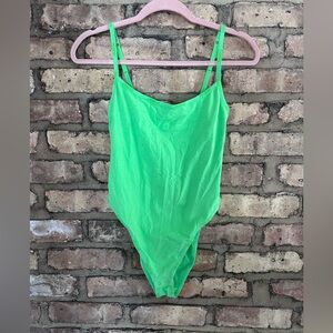 SKIMS Cotton Logo Name Limited Edition Neon Green Bodysuit